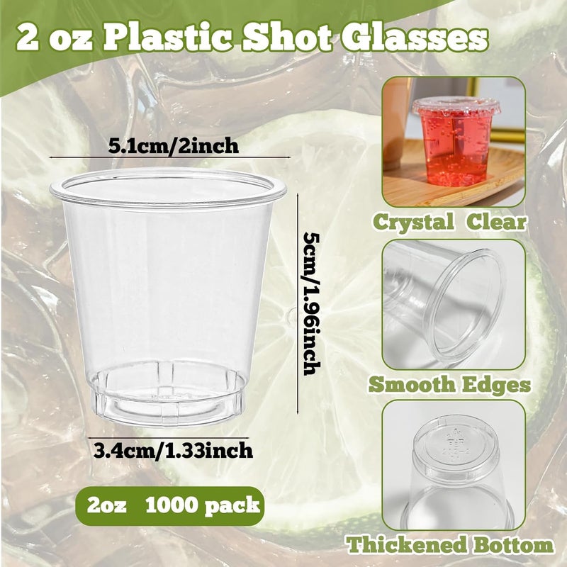 Tinsky 1000 Pack Plastic Shot Glasses Bulk 2 oz Mini Shot Cups Disposable Clear Small Sample Cups for Tasting, Whiskey, Jelly Shot, Pudding, Party, Wedding, Halloween, Christmas - Image 4